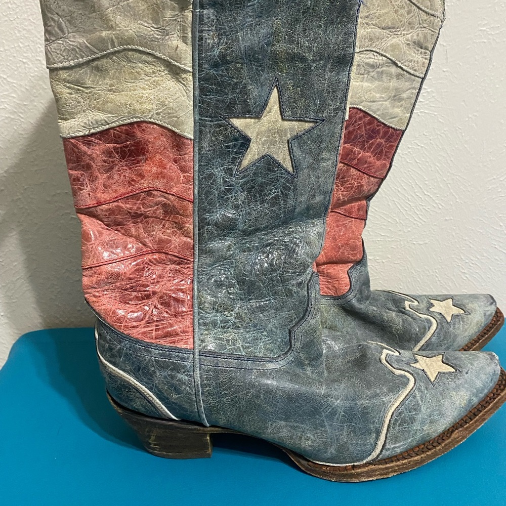Texas flag Coral Cowboy boots